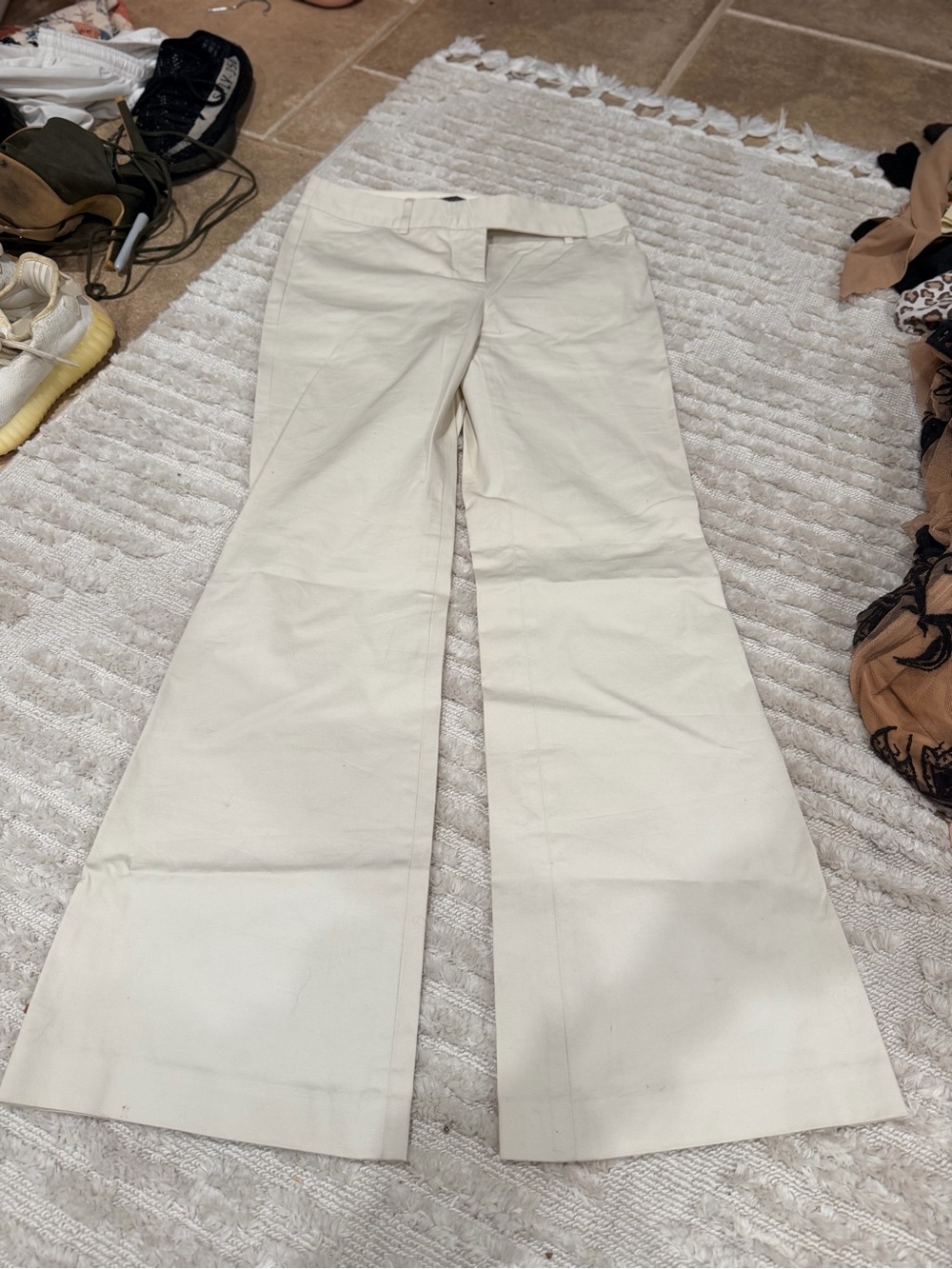 Victoria's Secret Cream Boot Cut Wide-Leg Pants